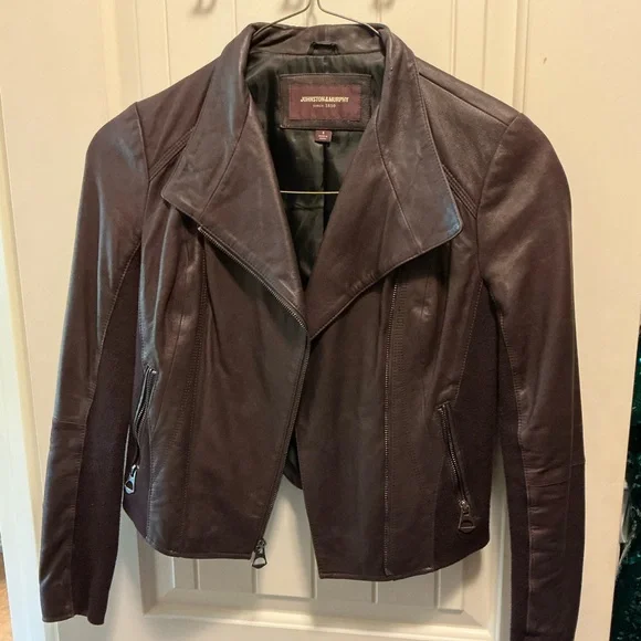 Johnston & Murphy Women's Plum Leather Jacket - Picture 1 of 7